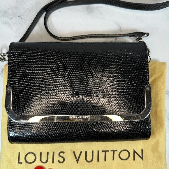 Louis Vuitton Exotic Lizard Leather Rossmore PM Black Evening Crossbody LV Bag - Picture 4 of 15